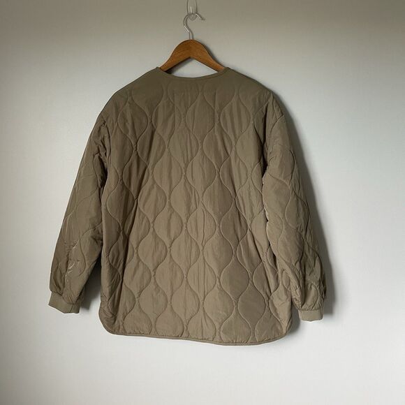 Joie Women's Quilted Jacket Coat Full Zip Olive Green Bomber Size Large - Picture 2 of 9